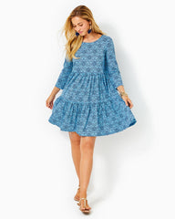 Lilly Pulitzer Geanna Cotton Swing Dress Bon Bon Blue Go Your Own Wave | Women Swing Dresses