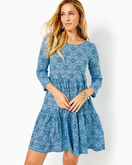 Lilly Pulitzer Geanna Cotton Swing Dress Bon Bon Blue Go Your Own Wave | Women Swing Dresses