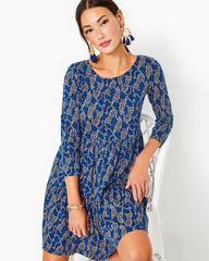 Lilly Pulitzer Geanna Cotton Swing Dress Low Tide Navy Easy To Spot | Women Swing Dresses