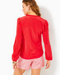 Lilly Pulitzer Giana Silk Top Amaryllis Red | Women Tops