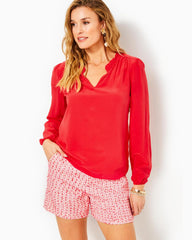 Lilly Pulitzer Giana Silk Top Amaryllis Red | Women Tops