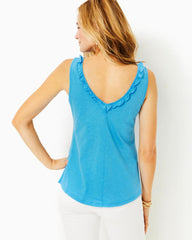 Lilly Pulitzer Gigi Ruffle Tank Top Lunar Blue | Women Tops