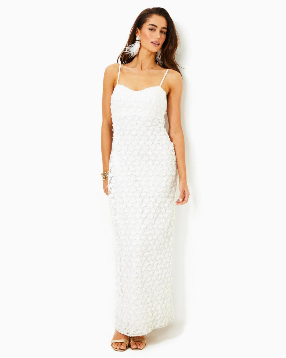 Lilly Pulitzer Gillian Lace Maxi Slip Dress Resort White Butterfly Garden 3d Lace | Women Fitted Dresses