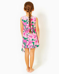 Lilly Pulitzer Girls Little Lilly Classic Shift Dress Kelly Green Hibis Kiss | Girl Dresses & Rompers