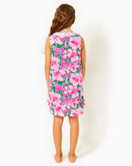 Lilly Pulitzer Girls Little Lilly Classic Shift Dress Kelly Green Hibis Kiss | Girl Dresses & Rompers