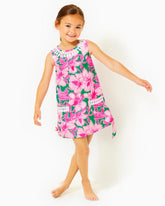 Lilly Pulitzer Girls Little Lilly Classic Shift Dress Kelly Green Hibis Kiss | Girl Dresses & Rompers