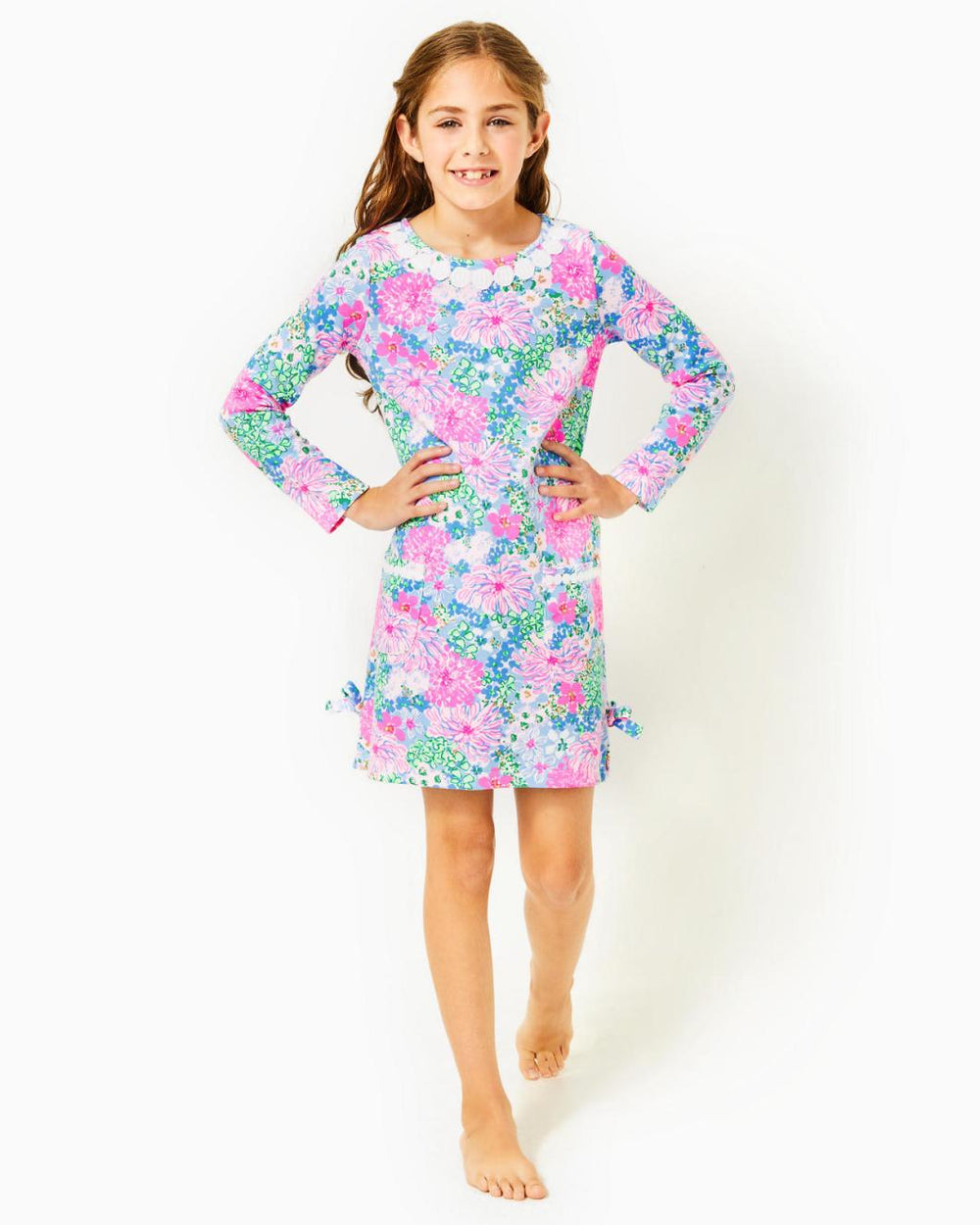 Lilly Pulitzer Girls Little Lilly Knit Shift Dress Multi Lil Soiree All Day | Girl Dresses & Rompers