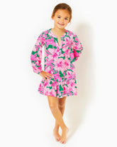 Lilly Pulitzer Girls Mini Alyssa Cotton Dress Kelly Green Hibis Kiss | Girl Dresses & Rompers
