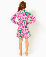 Lilly Pulitzer Girls Mini Alyssa Cotton Dress Kelly Green Hibis Kiss | Girl Dresses & Rompers