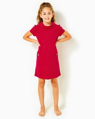 Lilly Pulitzer Girls Mini Daisee Shift Dress Poinsettia Red Knit Pucker Jacquard | Girl Dresses & Rompers