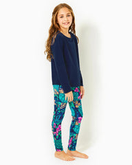 Lilly Pulitzer Girls Mini Emerie Cotton Tee Low Tide Navy | Girl Tops & Bottoms