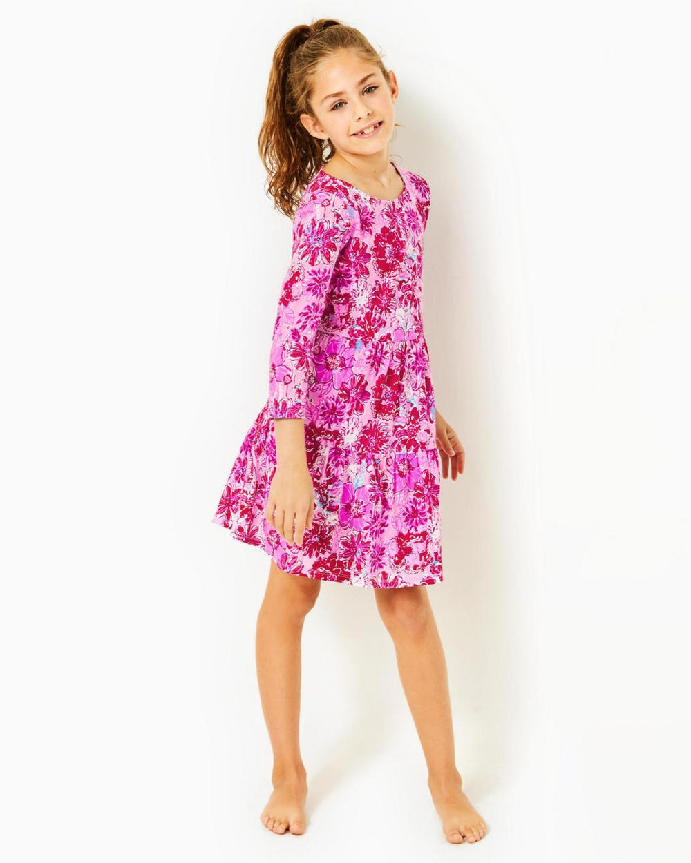 Lilly Pulitzer Girls Mini Geanna Cotton Dress Lilac Thistle In The Wild Flowers | Girl Dresses & Rompers