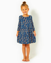 Lilly Pulitzer Girls Mini Geanna Cotton Dress Low Tide Navy Easy To Spot | Girl Dresses & Rompers