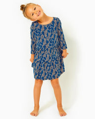 Lilly Pulitzer Girls Mini Geanna Cotton Dress Low Tide Navy Easy To Spot | Girl Dresses & Rompers