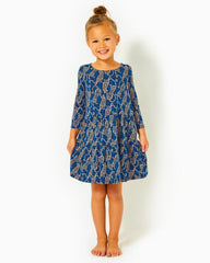 Lilly Pulitzer Girls Mini Geanna Cotton Dress Low Tide Navy Easy To Spot | Girl Dresses & Rompers