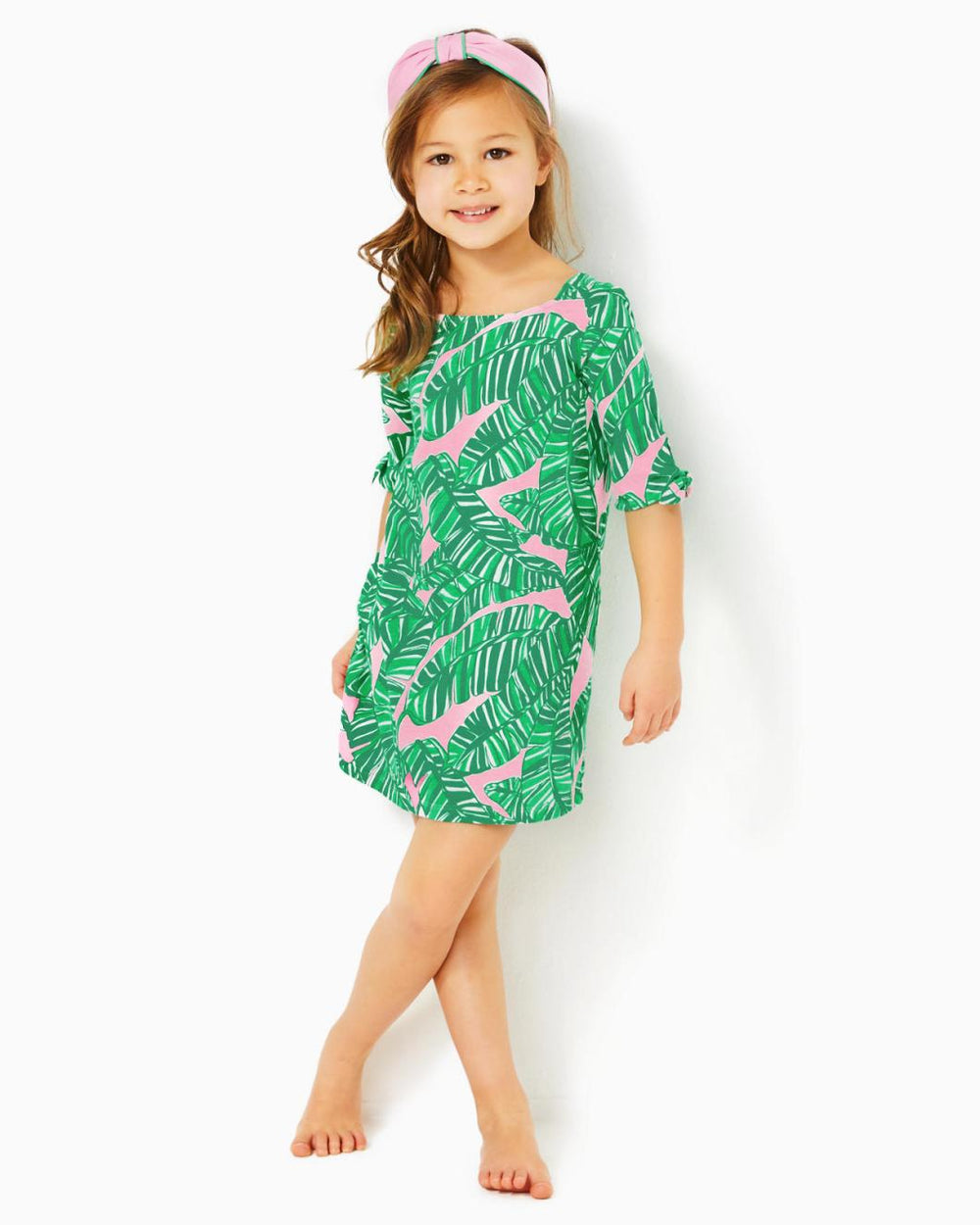 Lilly Pulitzer Girls Mini Lidia Dress Conch Shell Pink Lets Go Bananas | Girl Dresses & Rompers