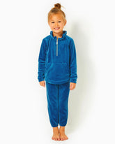 Lilly Pulitzer Girls Mini Mallie Velour Pant Indigo Breeze | Girl Tops & Bottoms