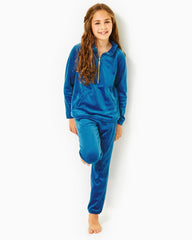 Lilly Pulitzer Girls Mini Mallie Velour Pant Indigo Breeze | Girl Tops & Bottoms