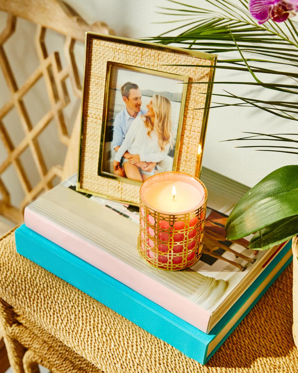 Lilly Pulitzer Gold Metal And Raffia Frame Natural | Women Home Decor