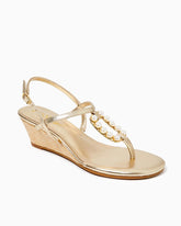 Lilly Pulitzer Good As Gold Pearl Wedge Gold Metallic | Women Shoes