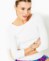 Lilly Pulitzer Halee 3/4-Sleeve Top Resort White | Women Tops