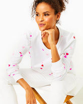 Lilly Pulitzer Jansen Cotton Sweatshirt Resort White Lots Of Love | Women Tops