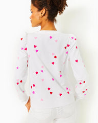 Lilly Pulitzer Jansen Cotton Sweatshirt Resort White Lots Of Love | Women Tops