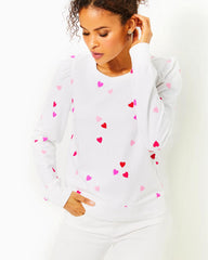 Lilly Pulitzer Jansen Cotton Sweatshirt Resort White Lots Of Love | Women Tops
