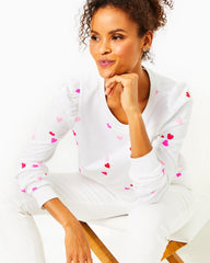 Lilly Pulitzer Jansen Cotton Sweatshirt Resort White Lots Of Love | Women Tops