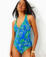 Lilly Pulitzer Kailanie One-Piece Swimsuit Briny Blue A Bit Salty Swim | Women Swimsuits