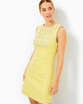 Lilly Pulitzer Karsyn Shift Dress Finch Yellow Bitsy Blossom Brocade | Women Shift Dresses