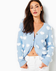 Lilly Pulitzer Keane Cardigan Brava Blue Hearts Jacquard | Women Tops