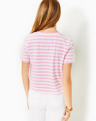 Lilly Pulitzer Keenan Cotton Top Conch Shell Pink Striped Lilly Pulitzer Embellished Top | Women Tops