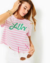 Lilly Pulitzer Keenan Cotton Top Conch Shell Pink Striped Lilly Pulitzer Embellished Top | Women Tops