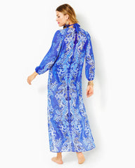 Lilly Pulitzer Keir Maxi Cover-Up Alba Blue Baja Cove Engineered Coverup | Women Cover-Ups
