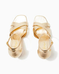 Lilly Pulitzer Kendall Leather Sandal Gold Metallic | Women Shoes
