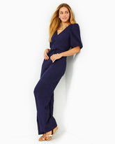 Lilly Pulitzer Kirrabelle Jumpsuit True Navy Pineapple Pucker Jacquard | Women Rompers & Jumpsuits