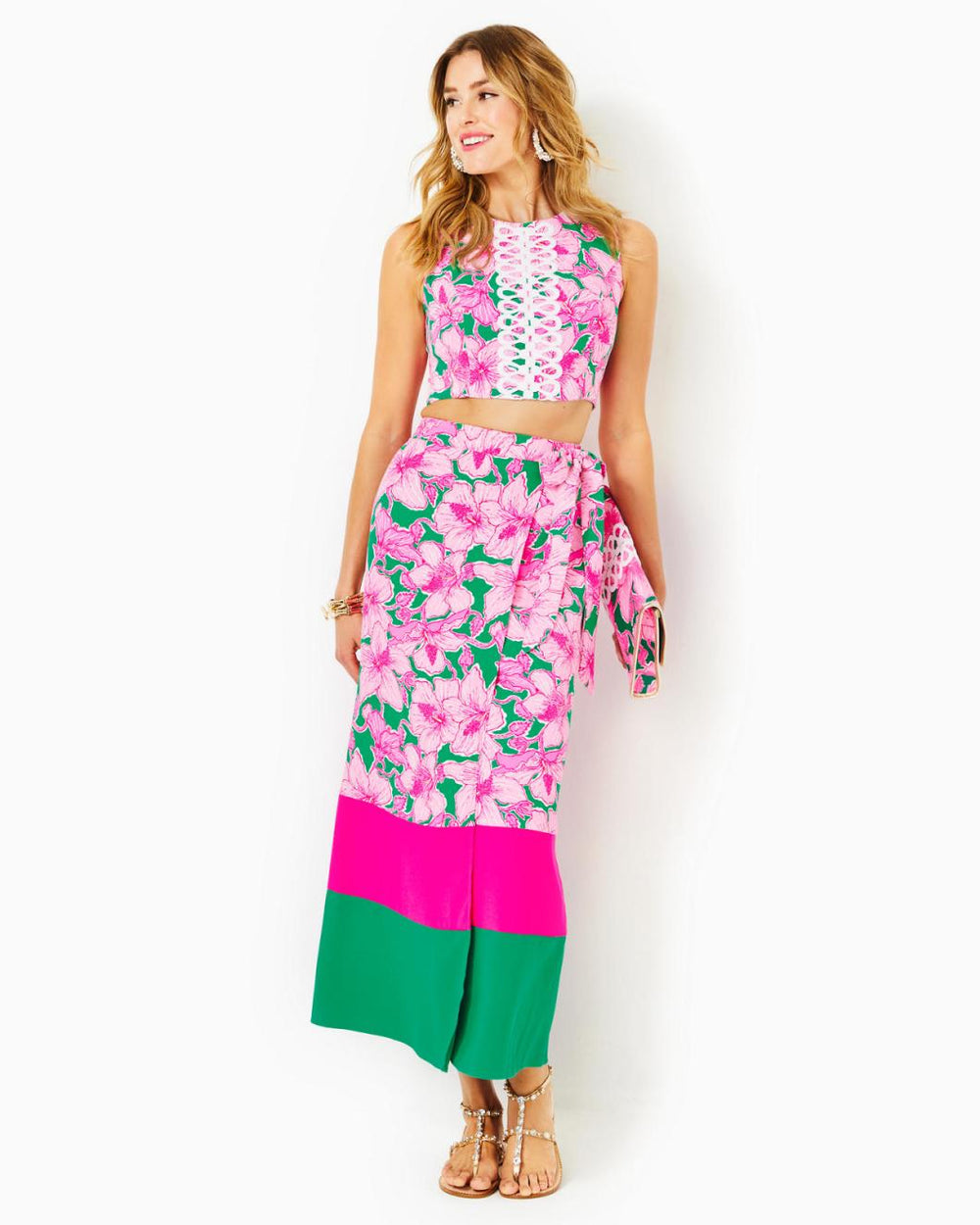 Lilly Pulitzer Leif Maxi Set Kelly Green Hibis Kiss | Women Rompers & Jumpsuits