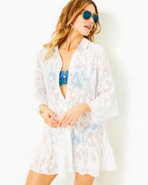 Lilly Pulitzer Linley Cover-Up Resort White Poly Crepe Swirl Clip | Women Cover-Ups