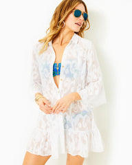 Lilly Pulitzer Linley Cover-Up Resort White Poly Crepe Swirl Clip | Women Cover-Ups