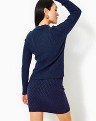 Lilly Pulitzer Lizona Polo Sweater Low Tide Navy | Women Tops