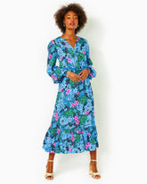 Lilly Pulitzer Loubella Smocked Midi Dress Multi Soiree All Day | Women A-Line/Easy Dresses