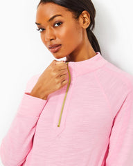 Lilly Pulitzer Luxletic Ashlee Half-Zip Pullover Conch Shell Pink | Women Tops