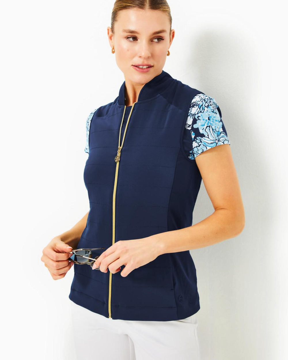 Lilly Pulitzer Luxletic Kimberline Hybrid Vest Low Tide Navy | Women Tops