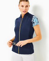 Lilly Pulitzer Luxletic Kimberline Hybrid Vest Low Tide Navy | Women Tops