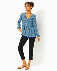 Lilly Pulitzer Marilina Tunic Top Bon Bon Blue Go Your Own Wave Engineered Tunic | Women Tops