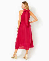 Lilly Pulitzer Marleen Halter Midi Dress Poinsettia Red | Women Fit & Flare Dresses