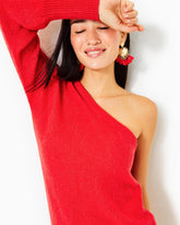 Lilly Pulitzer Maura One-Shoulder Sweater Amaryllis Red | Women Tops