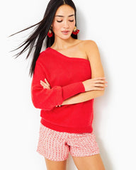 Lilly Pulitzer Maura One-Shoulder Sweater Amaryllis Red | Women Tops