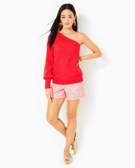 Lilly Pulitzer Maura One-Shoulder Sweater Amaryllis Red | Women Tops